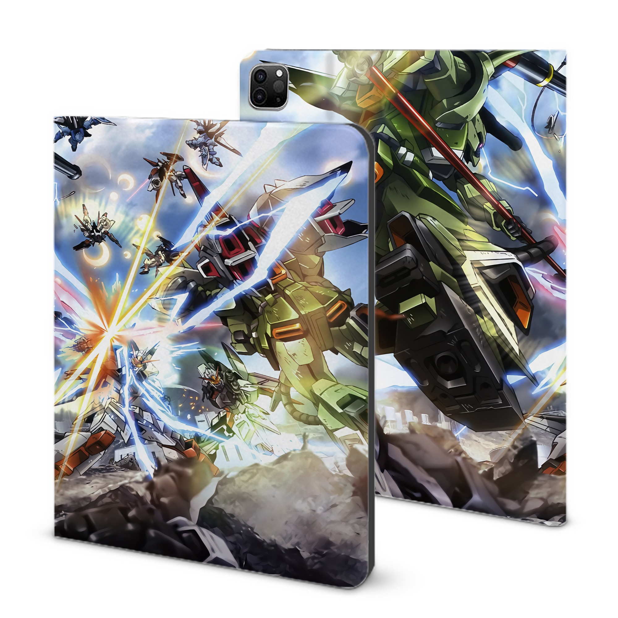 （画像用） 機動戦士ガンダム Mobile Suit Gundam IPad ケース ブック型 PUレザー TPU 耐衝撃 軽量 薄型 ペン収納なし 全面保護 IPad 各モデル対応